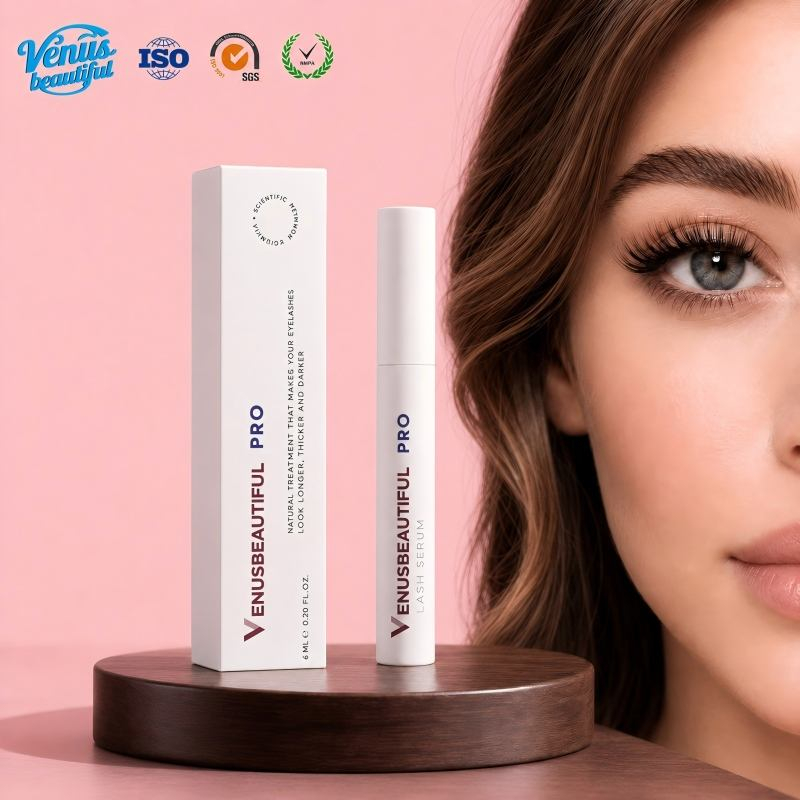 Tubo blanco y caja Venus beautiful de sérum para pestañas